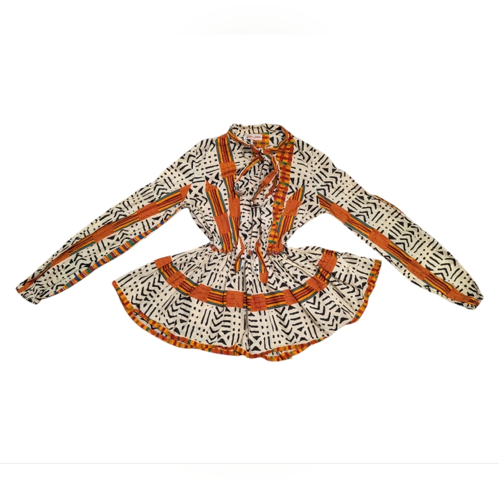 Grass Fields African Fabric Peplum Top S/M